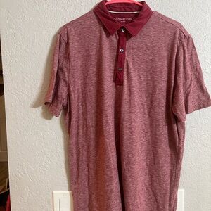 Banana Republic Men's Burgundy Heather Polo with Contrasting Collar